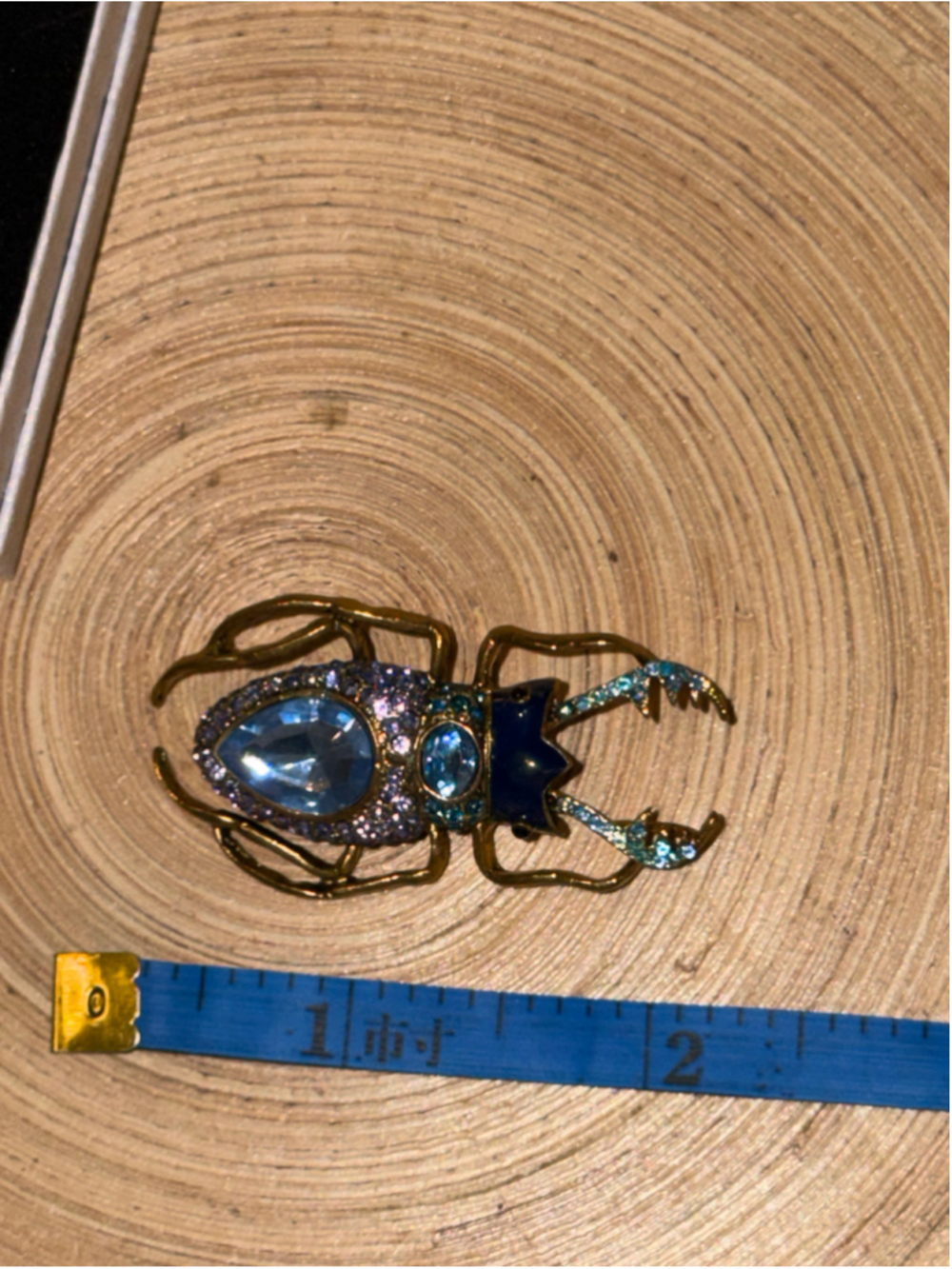 Women's Beetle Brooch Blue & Gold - Picture 3 of 3